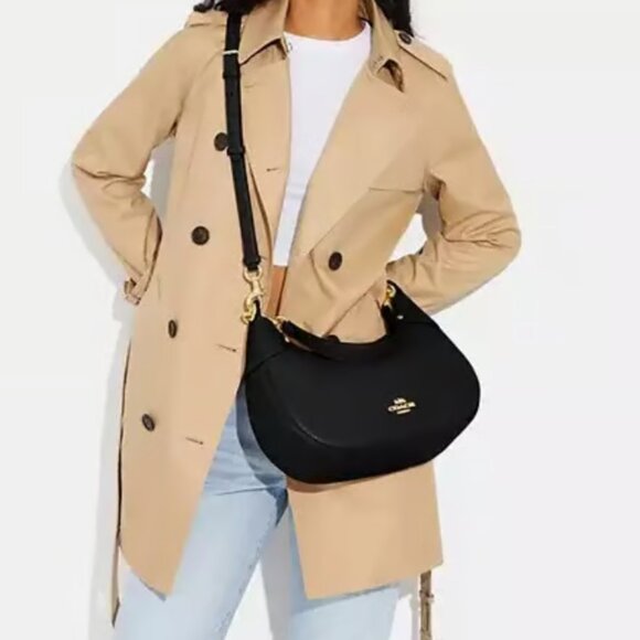 SOLD! Coach Mara Leather Hobo / Crossbody Bag in Black/Gold, EUC, Retail $428 - Picture 9 of 11